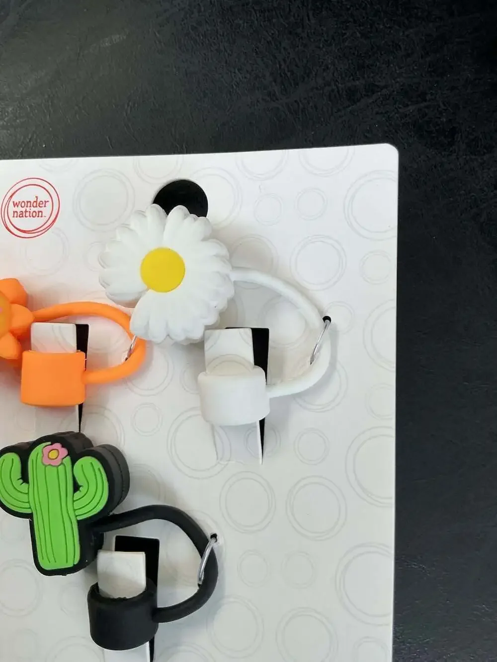 Wonder Nation 3-Pack Silicone Straw Topper Set (Flower, Sun, Cactus)